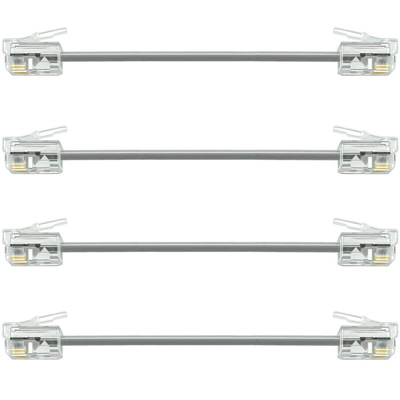 NECABLES 4Pack 3 Inch Short Telephone Cord Phone Cable Wall Phone Cord for Landline RJ11 6P4C Male to Male - Image 1